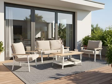 Soffgrupp utomhus med Bord 4-Sits Orero - Beige/Vit/Brun - Utemöbler & utemiljö - Utegrupp - Soffgrupp utomhus