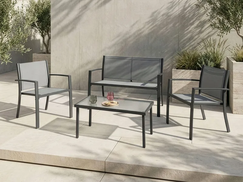 Soffgrupp utomhus med Bord 4-Sits Tavoleto - Grå - Utemöbler & utemiljö - Utegrupp - Soffgrupp utomhus