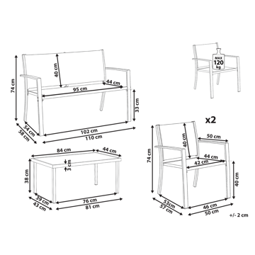 Soffgrupp utomhus med Bord 4-Sits Tavoleto - Mörkgrå - Utemöbler & utemiljö - Utegrupp - Soffgrupp utomhus