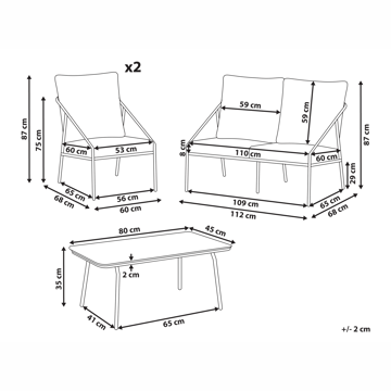 Soffgrupp utomhus med Bord 4-Sits Ustica - Svart/Vit - Utemöbler & utemiljö - Utegrupp - Soffgrupp utomhus