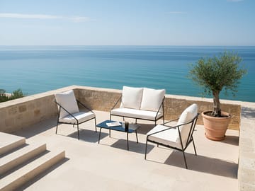 Soffgrupp utomhus med Bord 4-Sits Ustica - Svart/Vit - Utemöbler & utemiljö - Utegrupp - Soffgrupp utomhus