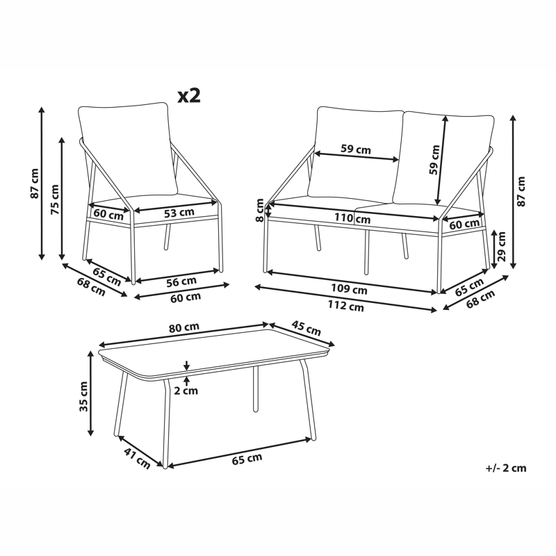 Soffgrupp utomhus med Bord 4-Sits Ustica - Vit/Svart - Utemöbler & utemiljö - Utegrupp - Soffgrupp utomhus