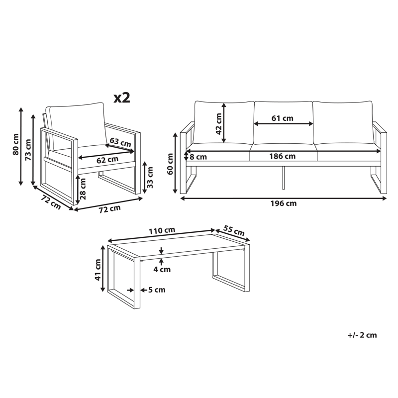 Soffgrupp utomhus med Bord 5-Sits Gelso - Grå/Brun - Utemöbler & utemiljö - Utegrupp - Soffgrupp utomhus