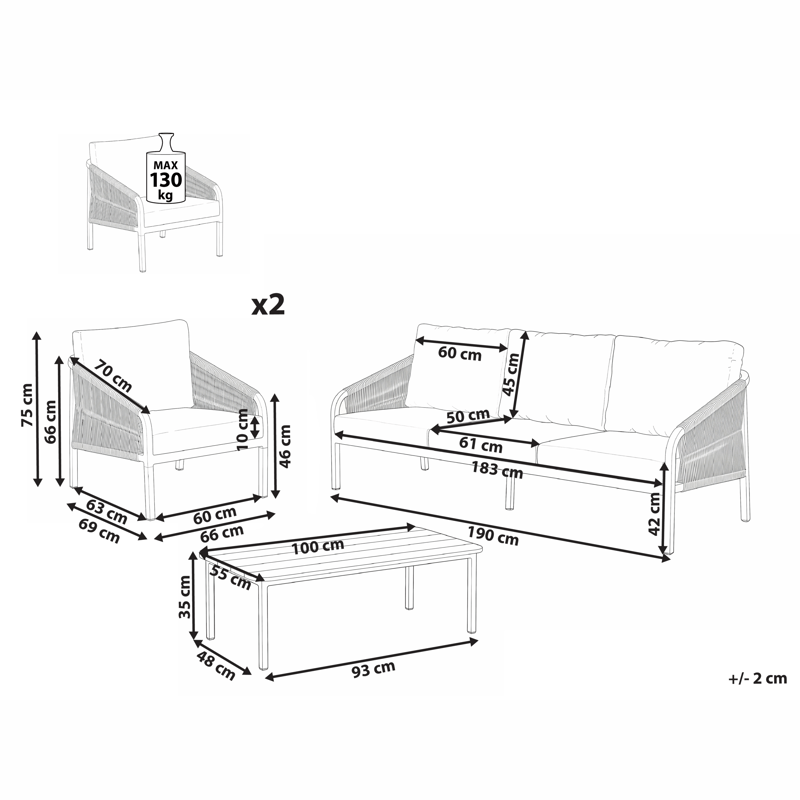 Soffgrupp utomhus med Bord 5-Sits Murato - Beige - Utemöbler & utemiljö - Utegrupp - Soffgrupp utomhus
