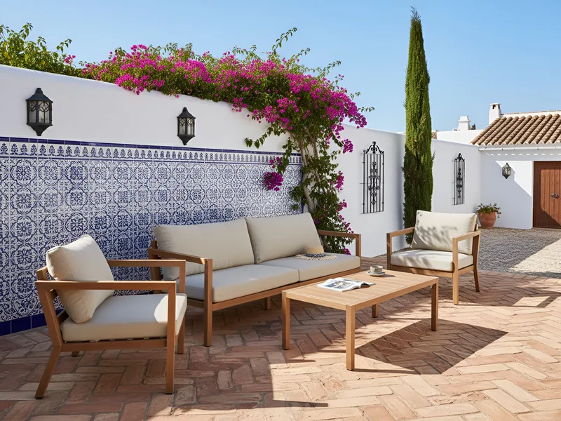 Soffgrupp utomhus med Bord 5-Sits Oneta - Brun/Beige - Utemöbler & utemiljö - Utegrupp - Soffgrupp utomhus