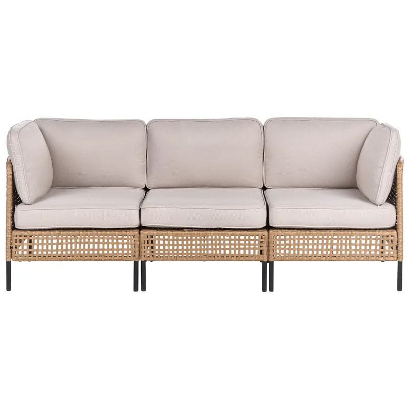 Soffgrupp utomhus med Bord 6-Sits Omegana Modulär Konstrotting - Beige/Svart - Utemöbler & utemiljö - Utegrupp - Soffgrupp utomhus