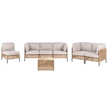 Soffgrupp utomhus med Bord 6-Sits Omegana Modulär Konstrotting - Beige/Svart - Utemöbler & utemiljö - Utegrupp - Soffgrupp utomhus