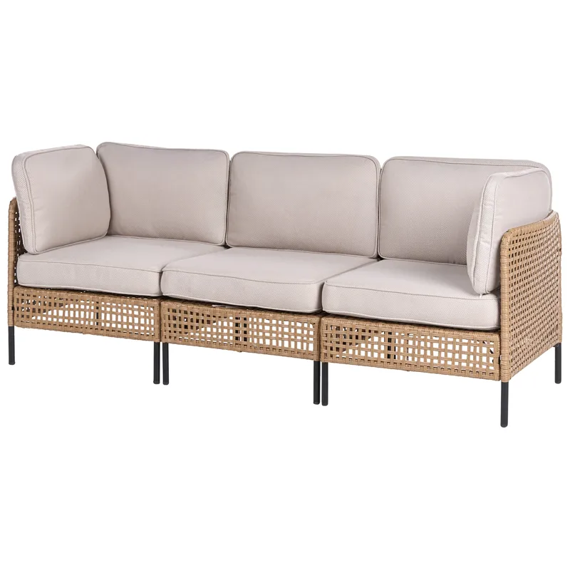 Soffgrupp utomhus med Bord 6-Sits Omegana Modulär Konstrotting - Beige/Svart - Utemöbler & utemiljö - Utegrupp - Soffgrupp utomhus