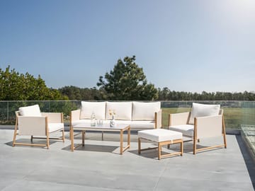 Soffgrupp utomhus med Bord och Fotpall 5-Sits Nola - Beige/Brun - Utemöbler & utemiljö - Utegrupp - Soffgrupp utomhus