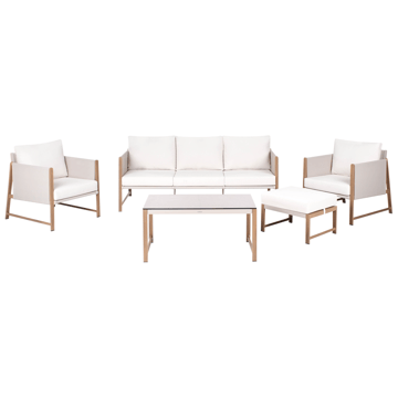 Soffgrupp utomhus med Bord och Fotpall 5-Sits Nola - Beige/Brun - Utemöbler & utemiljö - Utegrupp - Soffgrupp utomhus