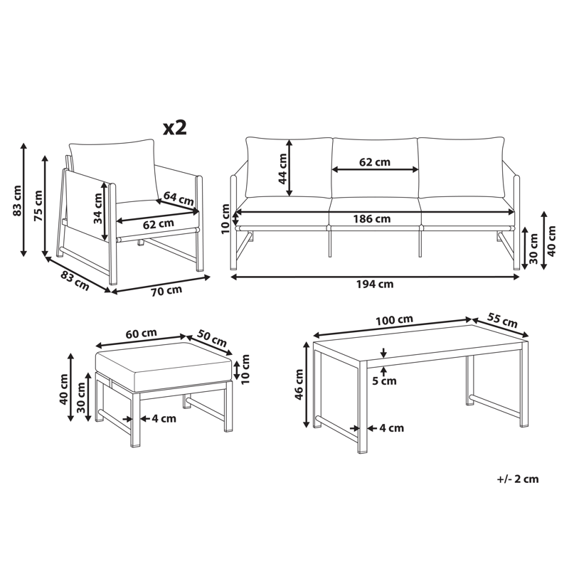 Soffgrupp utomhus med Bord och Fotpall 5-Sits Nola - Beige/Brun - Utemöbler & utemiljö - Utegrupp - Soffgrupp utomhus