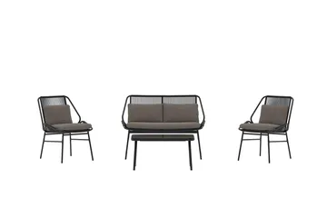 Soffgrupp Zakynthos 2-sits Soffa + 2 Fåtöljer med bord Utomhus - Svart - Utemöbler & utemiljö - Utegrupp - Soffgrupp utomhus