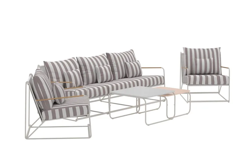 Soffgrupp Palazzo 3-sits Soffa + 2 Fåtöljer med bord Utomhus - Grå - Utemöbler & utemiljö - Utegrupp - Soffgrupp utomhus