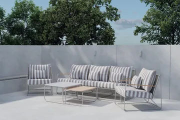 Soffgrupp Palazzo 3-sits Soffa + 2 Fåtöljer med bord Utomhus - Grå - Utemöbler & utemiljö - Utegrupp - Soffgrupp utomhus