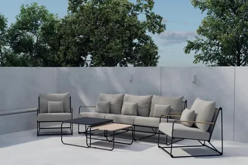 Soffgrupp Palazzo 3-sits Soffa + 2 Fåtöljer med bord Utomhus - Svart - Utemöbler & utemiljö - Utegrupp - Soffgrupp utomhus