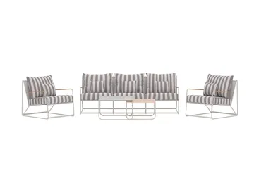 Soffgrupp Palazzo 3-sits Soffa + 2 Fåtöljer med bord Utomhus - Grå - Utemöbler & utemiljö - Utegrupp - Soffgrupp utomhus