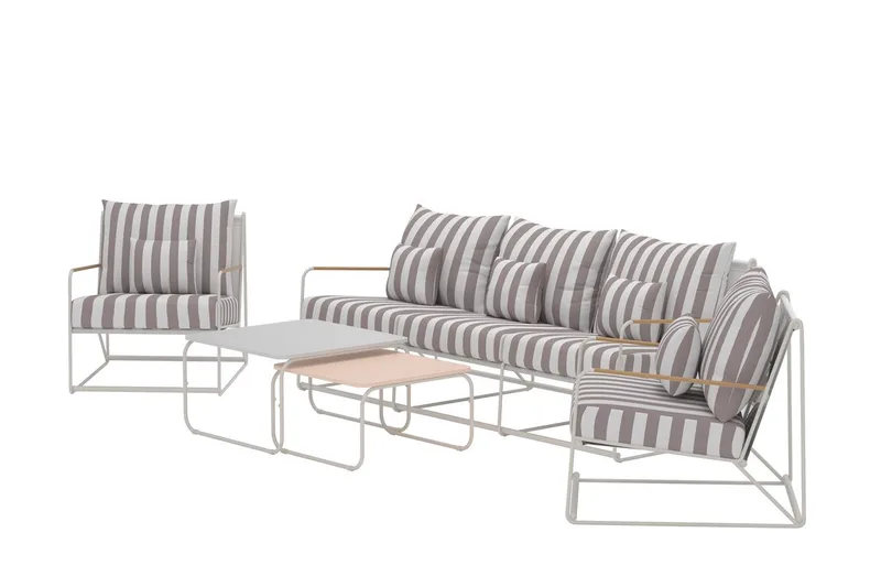 Soffgrupp Palazzo 3-sits Soffa + 2 Fåtöljer med bord Utomhus - Grå - Utemöbler & utemiljö - Utegrupp - Soffgrupp utomhus