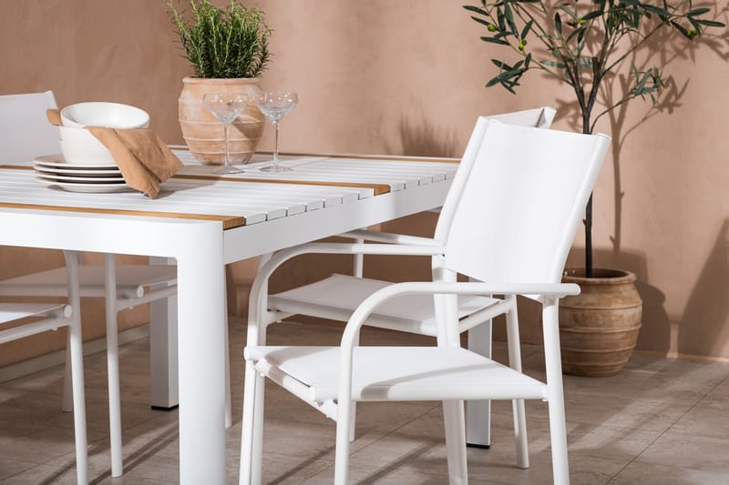 Togo Matgrupp Utomhus 150 cm Rektangulär med 4 Santorini Utestolar - Natur - Utemöbler & utemiljö - Utegrupp - Matgrupp utomhus