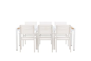 Togo Matgrupp Utomhus 200 cm Rektangulär med 6 Santorini Utestolar - Natur - Utemöbler & utemiljö - Utegrupp - Matgrupp utomhus