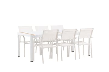 Togo Matgrupp Utomhus 200 cm Rektangulär med 6 Santorini Utestolar - Natur - Utemöbler & utemiljö - Utegrupp - Matgrupp utomhus