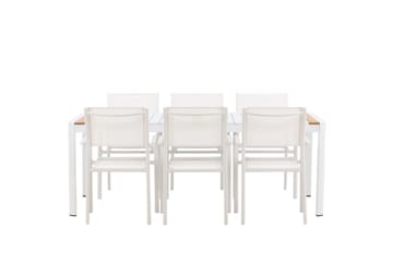 Togo Matgrupp Utomhus 200 cm Rektangulär med 6 Santorini Utestolar - Natur - Utemöbler & utemiljö - Utegrupp - Matgrupp utomhus