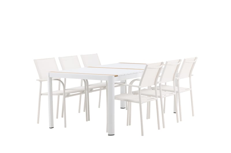 Togo Matgrupp Utomhus 200 cm Rektangulär med 6 Santorini Utestolar - Natur - Utemöbler & utemiljö - Utegrupp - Matgrupp utomhus