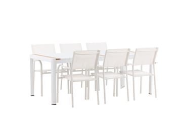 Togo Matgrupp Utomhus 200 cm Rektangulär med 6 Santorini Utestolar - Natur - Utemöbler & utemiljö - Utegrupp - Matgrupp utomhus