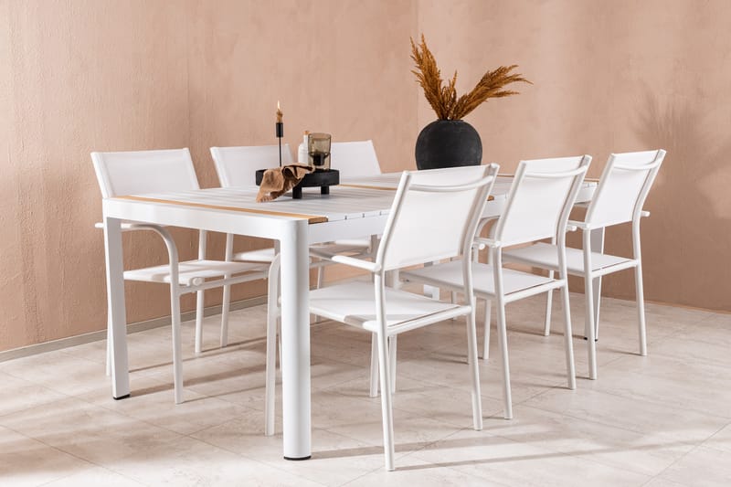 Togo Matgrupp Utomhus 200 cm Rektangulär med 6 Santorini Utestolar - Natur - Utemöbler & utemiljö - Utegrupp - Matgrupp utomhus