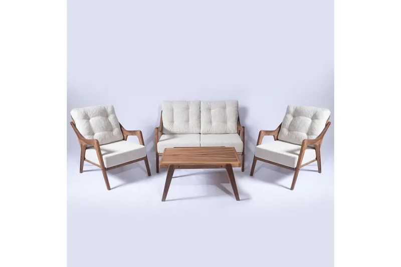 Trädgårdsbord & stolar (4 delar) Virella01 Grädde - Cremevit - Utemöbler & utemiljö - Utegrupp - Cafegrupp & cafeset