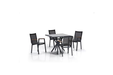 Trädgårdsbord & stolar (5 delar) Iraland Grå / Svart - Svart/Grå - Utemöbler & utemiljö - Utegrupp - Cafegrupp & cafeset