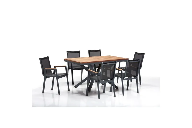 Trädgårdsbord & stolar (7 delar) Narellan Grå Valnöt, Grå Valnöt