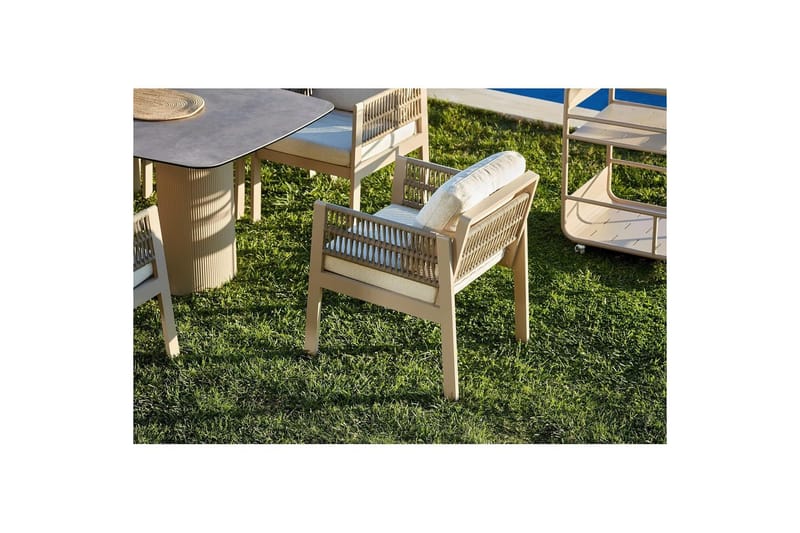 Trädgårdsbord & stolar (8 delar) Bonavista Keramik Beige - Ljusbrun - Utemöbler & utemiljö - Utegrupp - Matgrupp utomhus