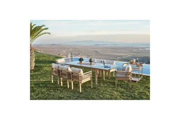 Trädgårdsbord & stolar (8 delar) Norieland Keramisk Beige - Beige - Utemöbler & utemiljö - Utegrupp - Matgrupp utomhus