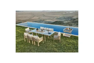 Trädgårdsbord & stolar (8 delar) Norieland Keramisk Beige - Beige - Utemöbler & utemiljö - Utegrupp - Matgrupp utomhus