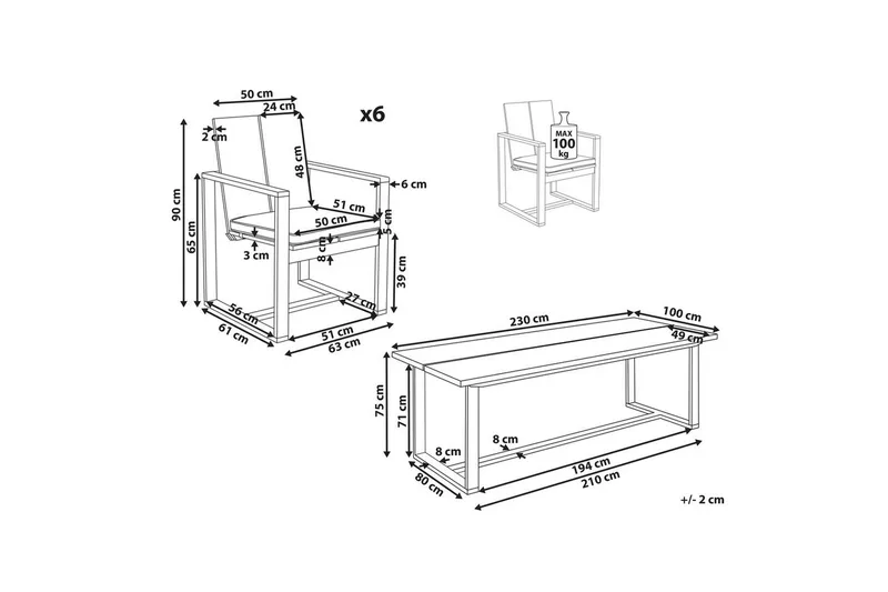 Trädgårdsgrupp Azzanello set om 6 - Utemöbler & utemiljö - Utegrupp - Matgrupp utomhus