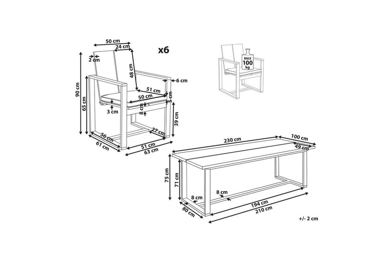 Trädgårdsgrupp Azzanello set om 6 - Utemöbler & utemiljö - Utegrupp - Matgrupp utomhus
