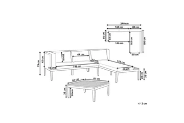 Trädgårdshörnsoffa med bord 3-sits Bracciano - Utemöbler & utemiljö - Utegrupp - Soffgrupp utomhus