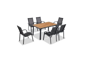 Trädgårdsloungeset Retzow Antracit / Trä - Gråfärgat trä/Antracit - Utemöbler & utemiljö - Utegrupp - Matgrupp utomhus