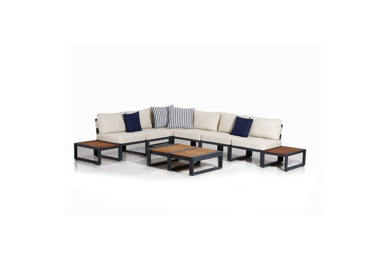 Trädgårdsloungeset Suda Puerta Antracit / Kräm, Cremevit/Antracit