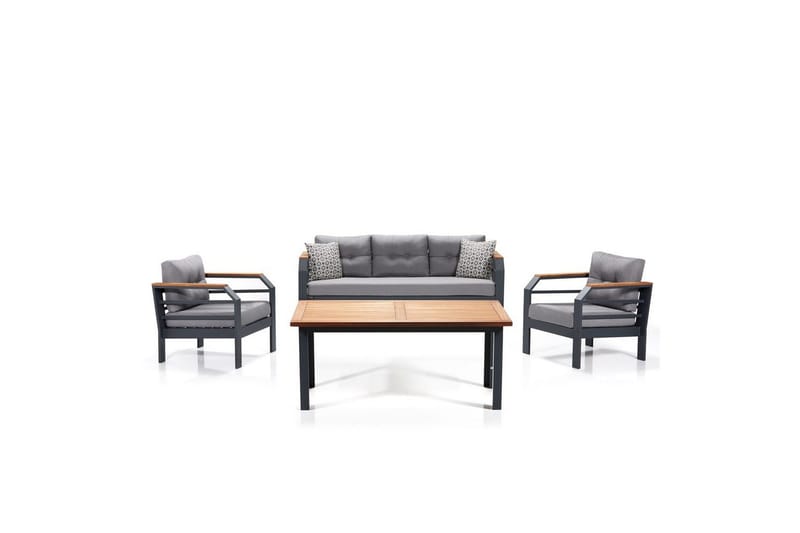 Trädgårdsloungeset Sudassento Grå / Svart, Grå / Svart