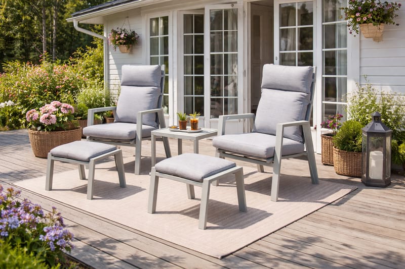 Trädgårdsmöbelgrupp Palermo relax med sidobord - beige - Utemöbler & utemiljö - Utegrupp - Cafegrupp & cafeset