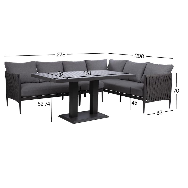 Trädgårdsmöbelset Ängros Hörnsoffa och bord - grå - Utemöbler & utemiljö - Utegrupp - Cafegrupp & cafeset