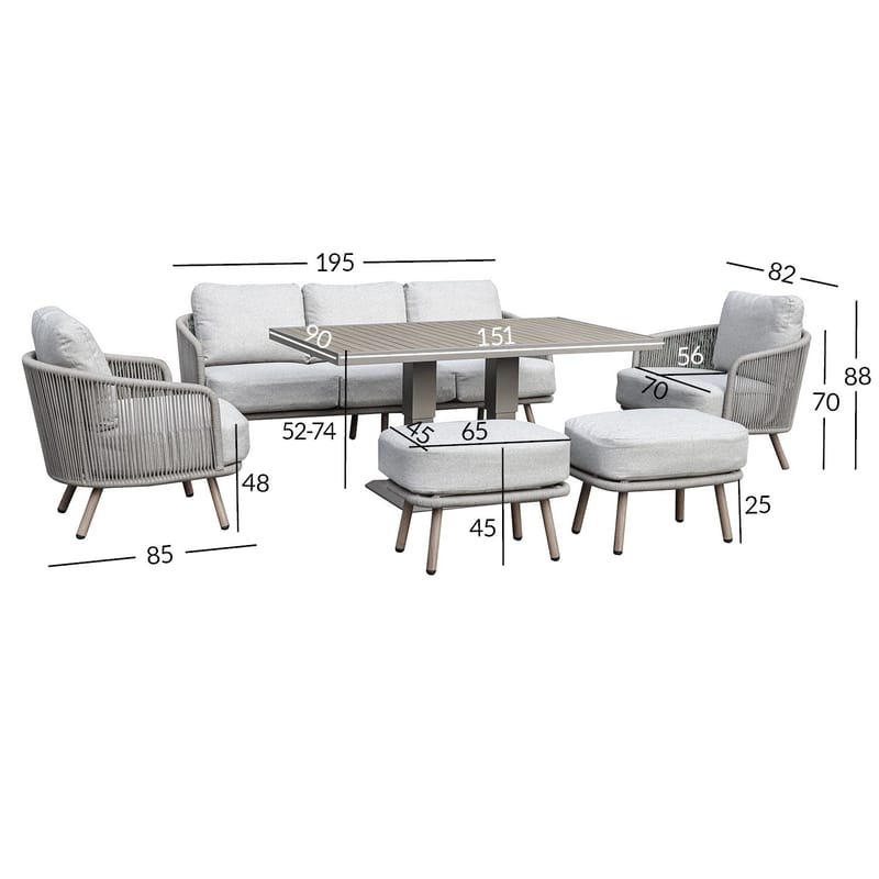 Trädgårdsmöbelset Bränor 6 delar - beige - Utemöbler & utemiljö - Utegrupp - Cafegrupp & cafeset