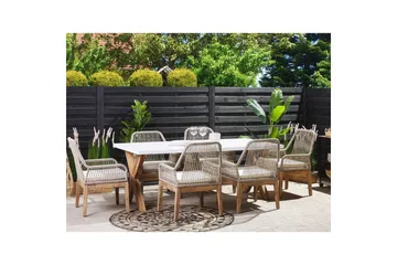 Trädgårdsmöbelset Olbia 6-sits Vit/beige/ljust trä - Vit/beige/ljust trä - Utemöbler & utemiljö - Utegrupp - Matgrupp utomhus