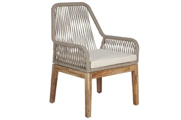 Trädgårdsmöbelset Olbia 6-sits Vit/beige/ljust trä - Vit/beige/ljust trä - Utemöbler & utemiljö - Utegrupp - Matgrupp utomhus