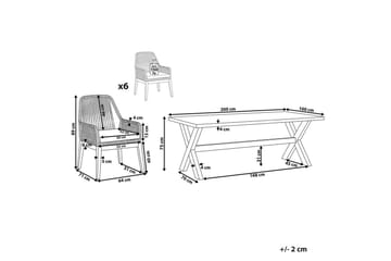 Trädgårdsmöbelset Olbia 6-sits Vit/beige/ljust trä - Vit/beige/ljust trä - Utemöbler & utemiljö - Utegrupp - Matgrupp utomhus