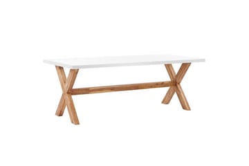 Trädgårdsmöbelset Olbia 6-sits Vit/beige/ljust trä - Vit/beige/ljust trä - Utemöbler & utemiljö - Utegrupp - Matgrupp utomhus