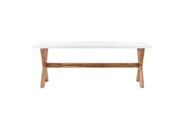 Trädgårdsmöbelset Olbia 6-sits Vit/beige/ljust trä - Vit/beige/ljust trä - Utemöbler & utemiljö - Utegrupp - Matgrupp utomhus