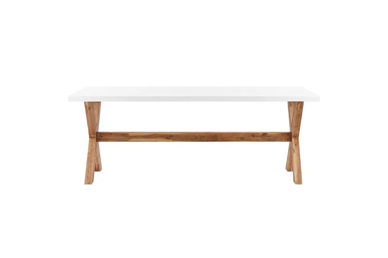 Trädgårdsmöbelset Olbia 6-sits Vit/beige/ljust trä - Vit/beige/ljust trä - Utemöbler & utemiljö - Utegrupp - Matgrupp utomhus