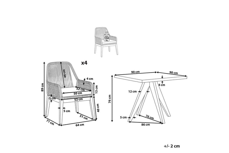 Trädgårdsmöbelset Olbia med fyrkantigt betongbord - Utemöbler & utemiljö - Utegrupp - Matgrupp utomhus